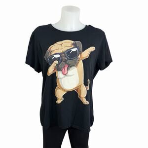 Pug T shirt Dog Doing Dab Dance Black Size XL Womens